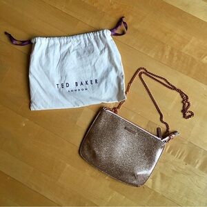 Ted Baker Shoulder / Crossbody Bag, Rose Gold Glitter, Dust Bag Included